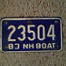 Collectible Vintage NH Boat Plate