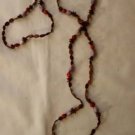 Ladies Necklace brown with white & red beads