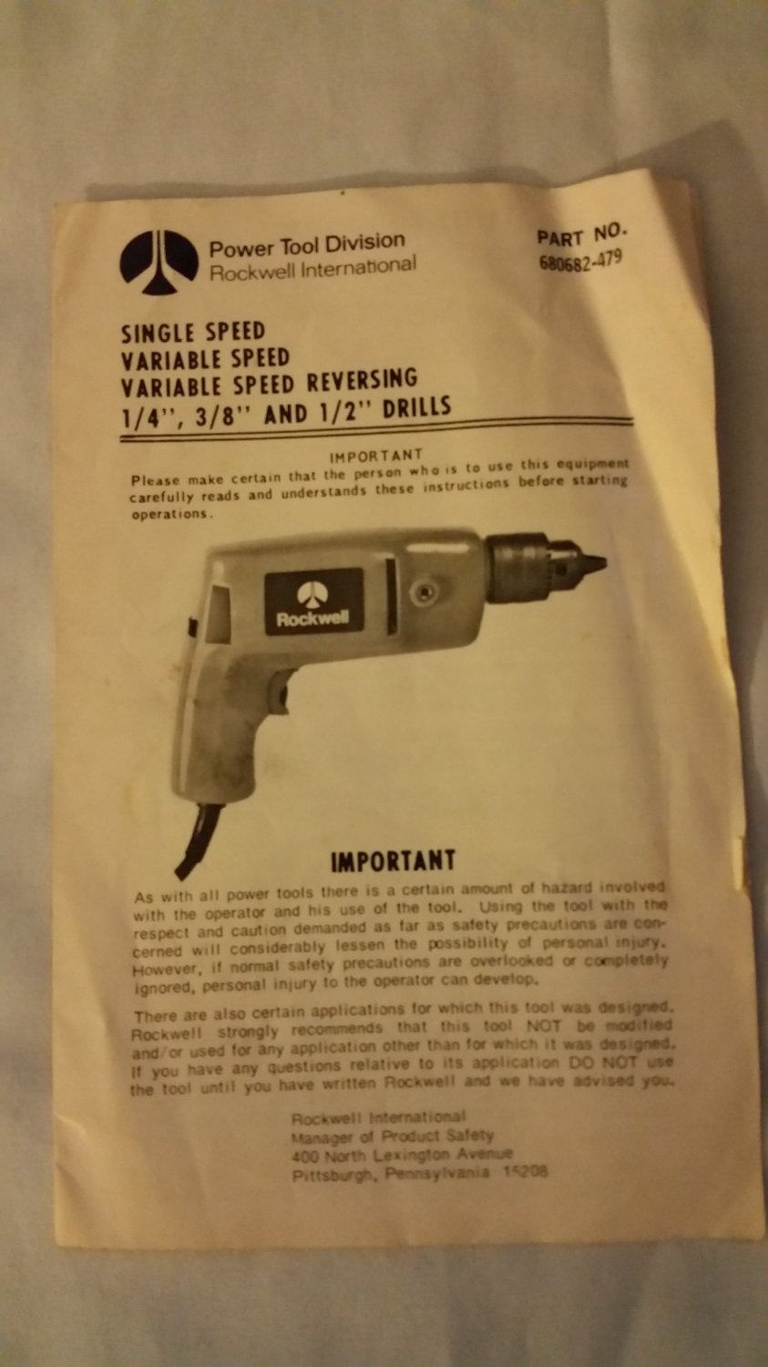 Rockwell International Drill Owner Manual