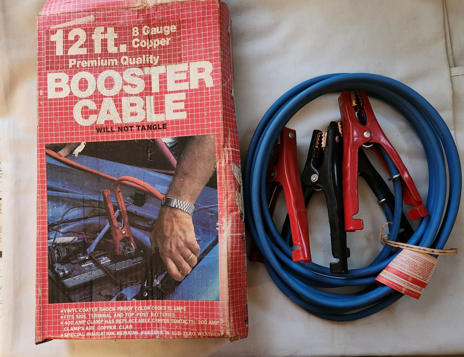 Battery Booster Cables Jumper Cables 12' ft 8 Guage 400 amp Heavy Duty New