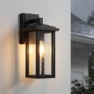 Globe Electric 14" Matte Black Outdoor Wall Light with GFCI Outlet