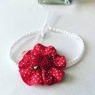 Red Polka dot  Flower on  Braided Headband