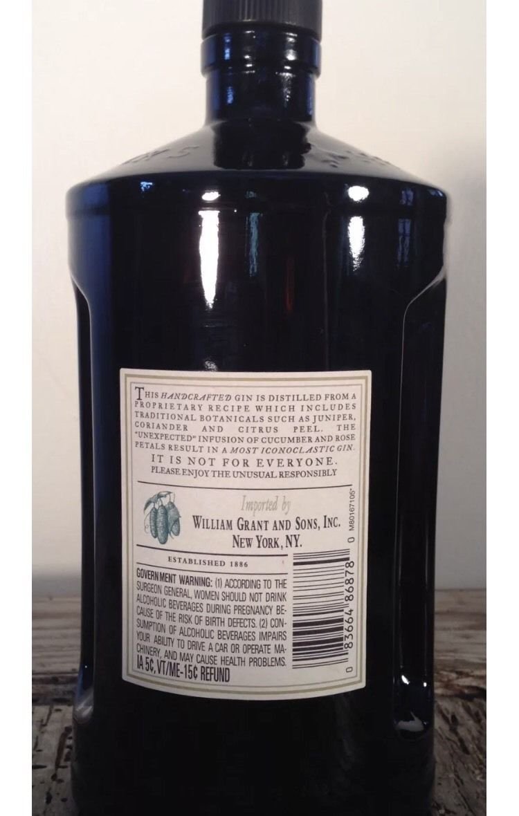 HENDRICKS GIN BOTTLE (EMPTY) 1 LITER