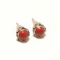 925 STERLING SILVER SEA RED CORAL FASHION JEWELRY BALI STYLE STUDS EARRING