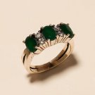 Green Emerald, White Topaz Gemstone 925 Sterling Silver Ring Women Fine Jewelry