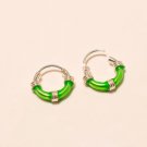 925 Sterling Silver Green Enamel 7 ct Body Piering Jewelry Girl Earrings Bali