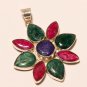 Natural Emerald Ruby Sapphire Gemstone 925 Sterling Silver Fine Mens Pendant New