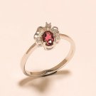 925 Sterlingsilver Natural Red Tourmaline Gemstone Women Fine Jewelry Love Ring