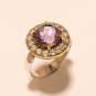 925 Sterling Silver Two Tone Fine Amethyst Gemstone Jewelry Pave Setting Ring AA