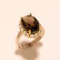 Natural Solitaire Smokey Topaz Gemstone Fine Jewelry Ring 925 Sterling Silver AA