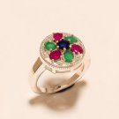 Natural Emerald, Ruby, Sapphire Gemstone 925Sterling Silver Fashion Jewelry Ring