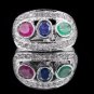 Natural Emerald, Ruby, Sapphire Gemstone 925Sterling Silver Fashion Jewelry Ring