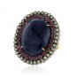 Natural Emerald Ruby Sapphire 925 Sterling Silver Women Cocktail Jewelry Ring AA