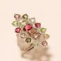Natural Emerald Ruby Sapphire 925 Sterling Silver Women Cocktail Jewelry Ring AA