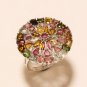 Natural Emerald Ruby Sapphire 925 Sterling Silver Women Cocktail Jewelry Ring AA