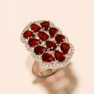 Natural Blood Red Garnet Gemstone 925 Sterling Silver Fine Ring Mothers Day Gift