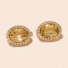 2 Tone Omega Back Earring Natural Lemon Topaz Gemstone 925 Sterling Silver Gifts