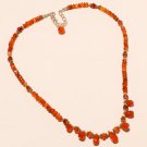 925 Sterling Silver Natural Carnelian Gemstone Beaded Chain Necklace Mom Gifts