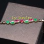 925 Sterling Silver Ruby Emerald Antique Gold Work Women Handcuff Fine Jewelry
