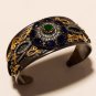 925 Sterling Silver Ruby Emerald Antique Gold Work Women Handcuff Fine Jewelry
