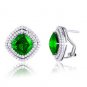 Two Tone Omega Back Earring Natural Lemon Topaz Gemstone 925 Sterling Silver New