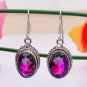 Two Tone Omega Back Earring Natural Lemon Topaz Gemstone 925 Sterling Silver New