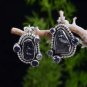 Two Tone Omega Back Earring Natural Lemon Topaz Gemstone 925 Sterling Silver New