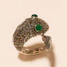 Thai Marcasite Jewelry Sterling Silver Dolphain Ring Good Luck Green Onyx Jewery