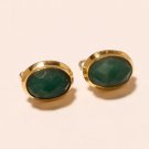 Two Tone Brazil Green Onyx Gemstone 925 Sterling silver Studs Earrings Jewelry