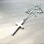 Slim silver cross necklace women jewelry Simple cross pendant religious gift for her