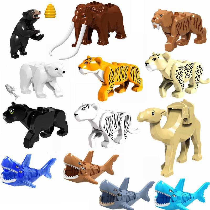 Summer Sarafi Zoo Camel Elephant Bear Tiger Leopard Black Panther Shark Lego Animals