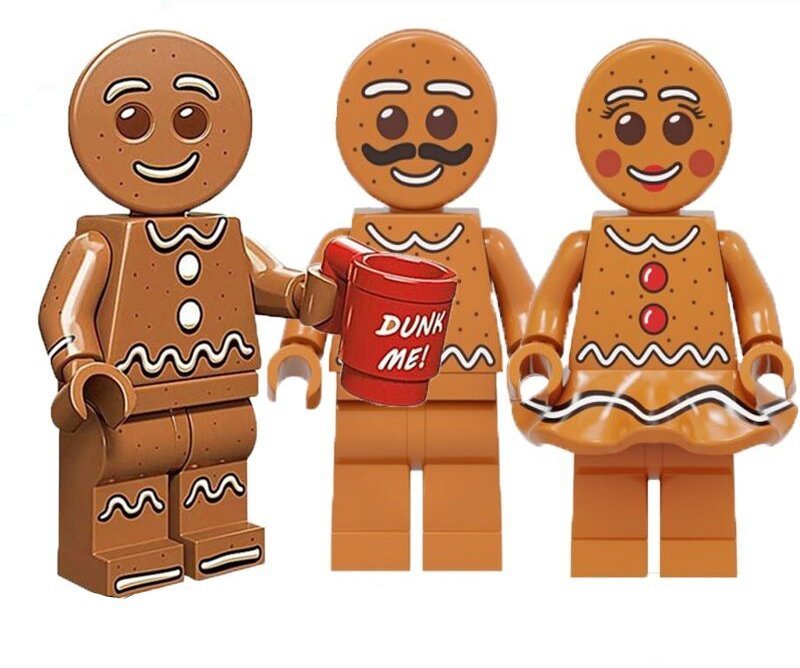 Gingerbread Minifigures Dad Mom Son Fit Lego Gingerbread