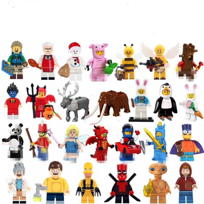27pcs  E.T Rick And Morty Easter Rabbit Simpson Snowman Cupid Kentucky Minifigures Compatible Lego