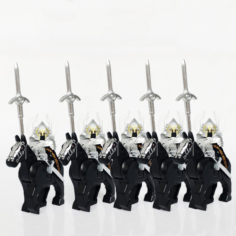 5pcs Gondor Calvary Silver Spear Warriors Army Compatible Lego