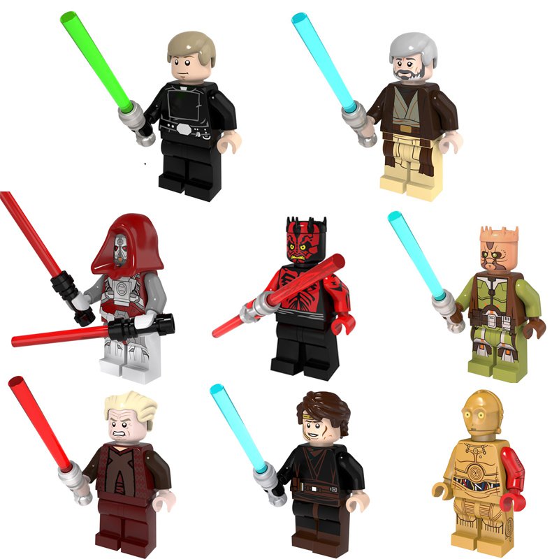 8pcs Palpatine Darth Maul Luke CPO3 Anakin Obi Wan Sith Jedi Warriors Minifigures