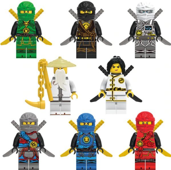 8pcs Zane Nya Kai Lloyd Jay Master Wu Ninjago Minifigures