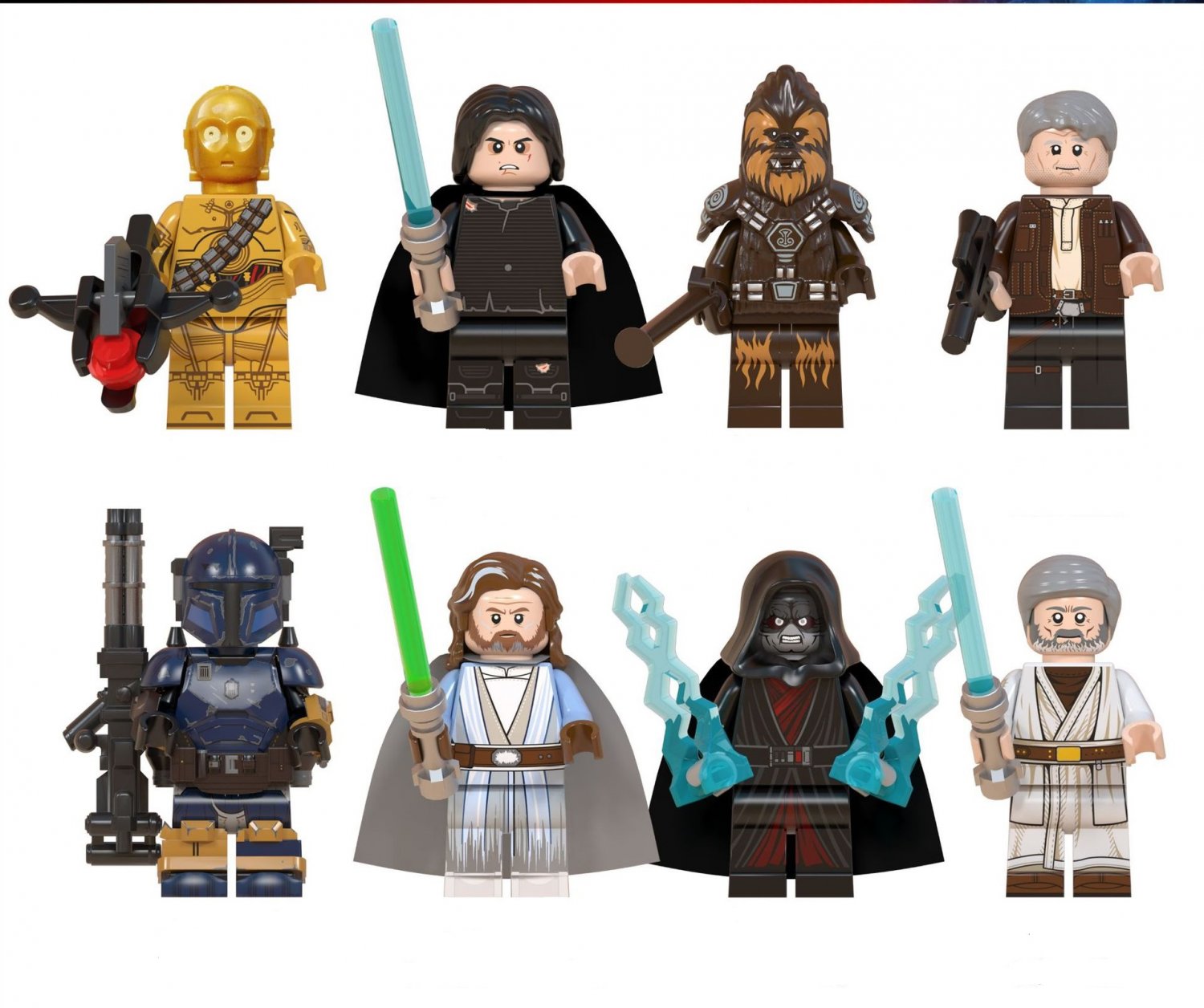 Star Wars C3PO Tarfful Han Solo Paz Vizla Obiwan Palpatine Luke Ben Skywalkder Minifigures