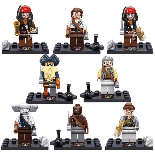 8pcs Captain Jack Sparrow Davy Jones Maccus Pirates of the Caribbean Minifigures