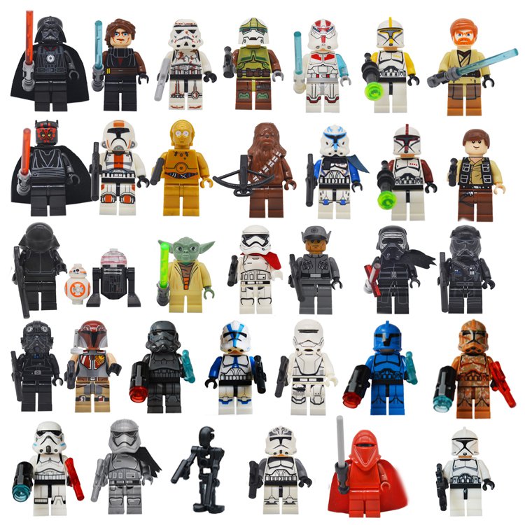 34pcs Star Wars Minifigures Clone Trooper Chewbacca C3PO Minifigures