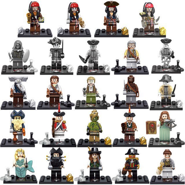 24pcs Captain Jack Sparrow Davy Jones Maccus Henry Pirates of the Caribbean Minifigures Fit Lego