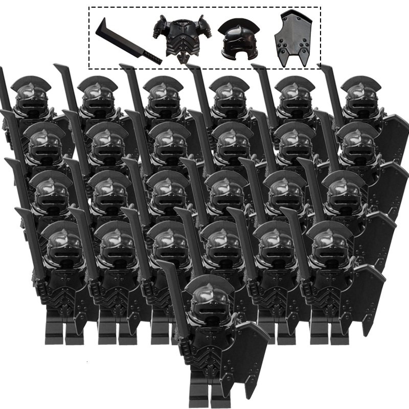 25pcs Black Death Medieval Knights Trooper Fit Lego Medieval Castle Knights