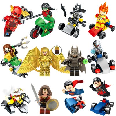 12pcs DC Superheros Batman Wonder Woman Superman Aquaman Robin Cyborg Minifigures Lego Fit