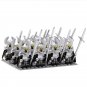 16pcs Silver Medeival Knights with Spears Compatible Lego Silver Knigts