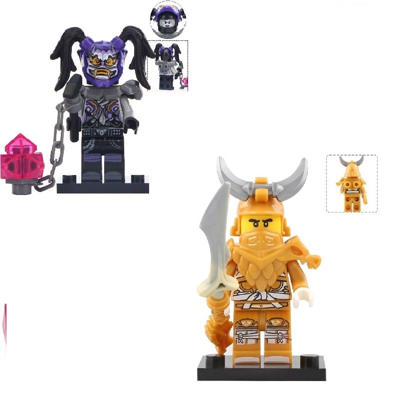 2pcs Ninjago Violet Gold Dragon Master Minifigures
