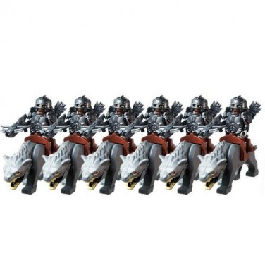 12Pcs Uruk Hai Assault Wolf Riding Army Lord Of The Rings Lego Moc Minifigure 