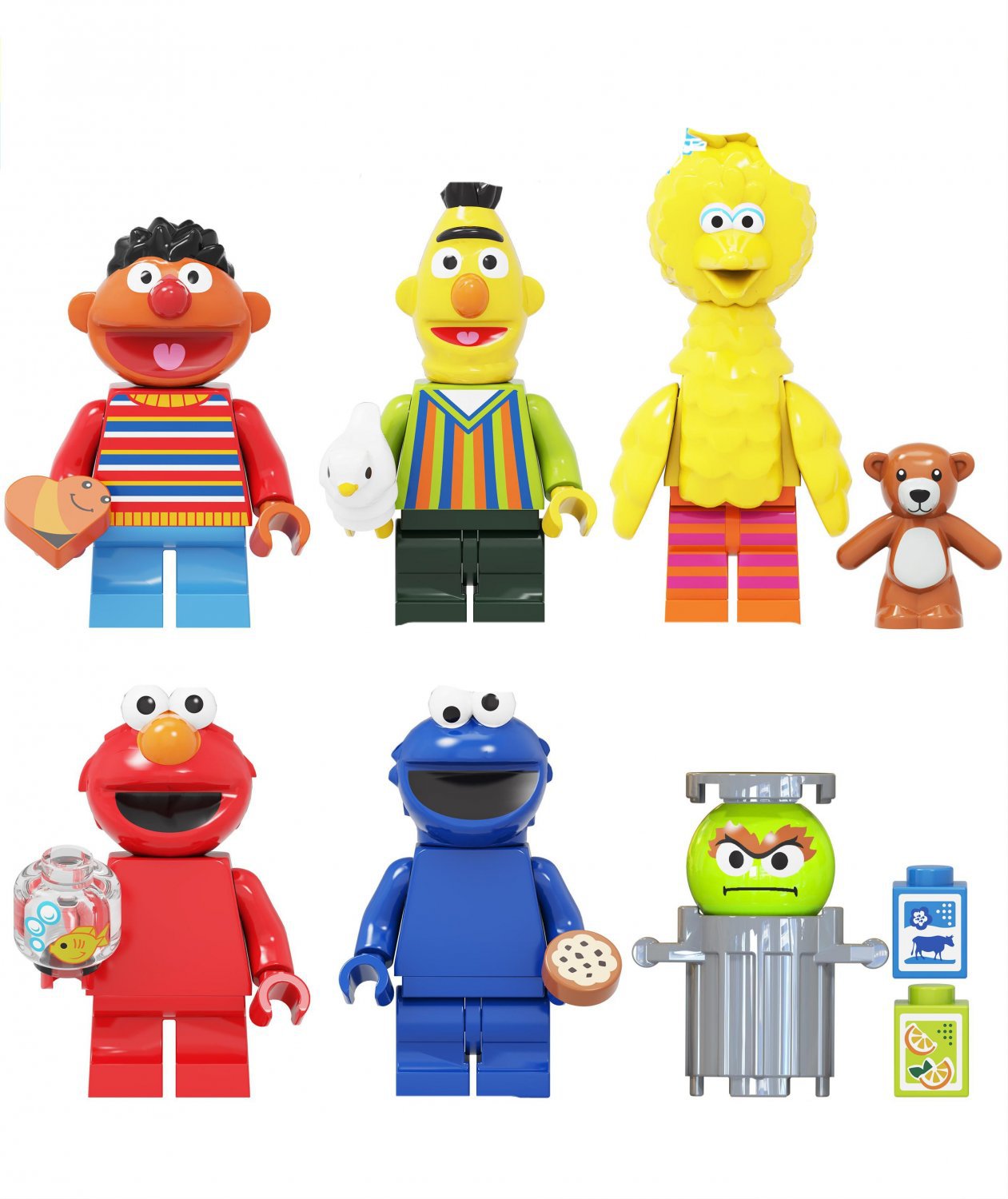 Sesame Street Characters Big Bird Elmo Cookie Monster Emie Minifigures
