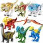 8pcs T Rex Triceratops Dilophosaurus Velociraptor Pterosaur Brachiosaurus Dinosaur Minifigures