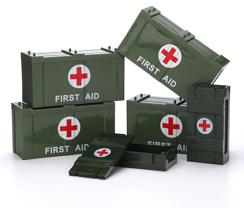 6pcs WW Army Medical First Aid Box Building Toys