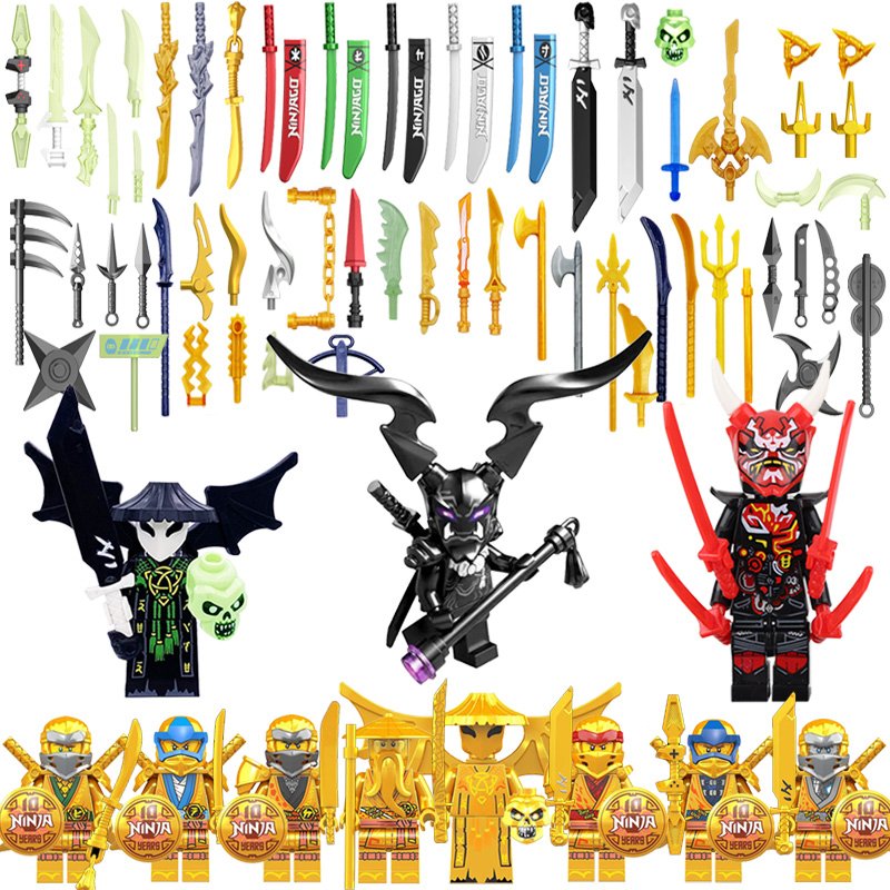 New Skull Sorcerer  Omega Mr E. Master Wu 10th Anniversary Gold Ninjago Minifigures