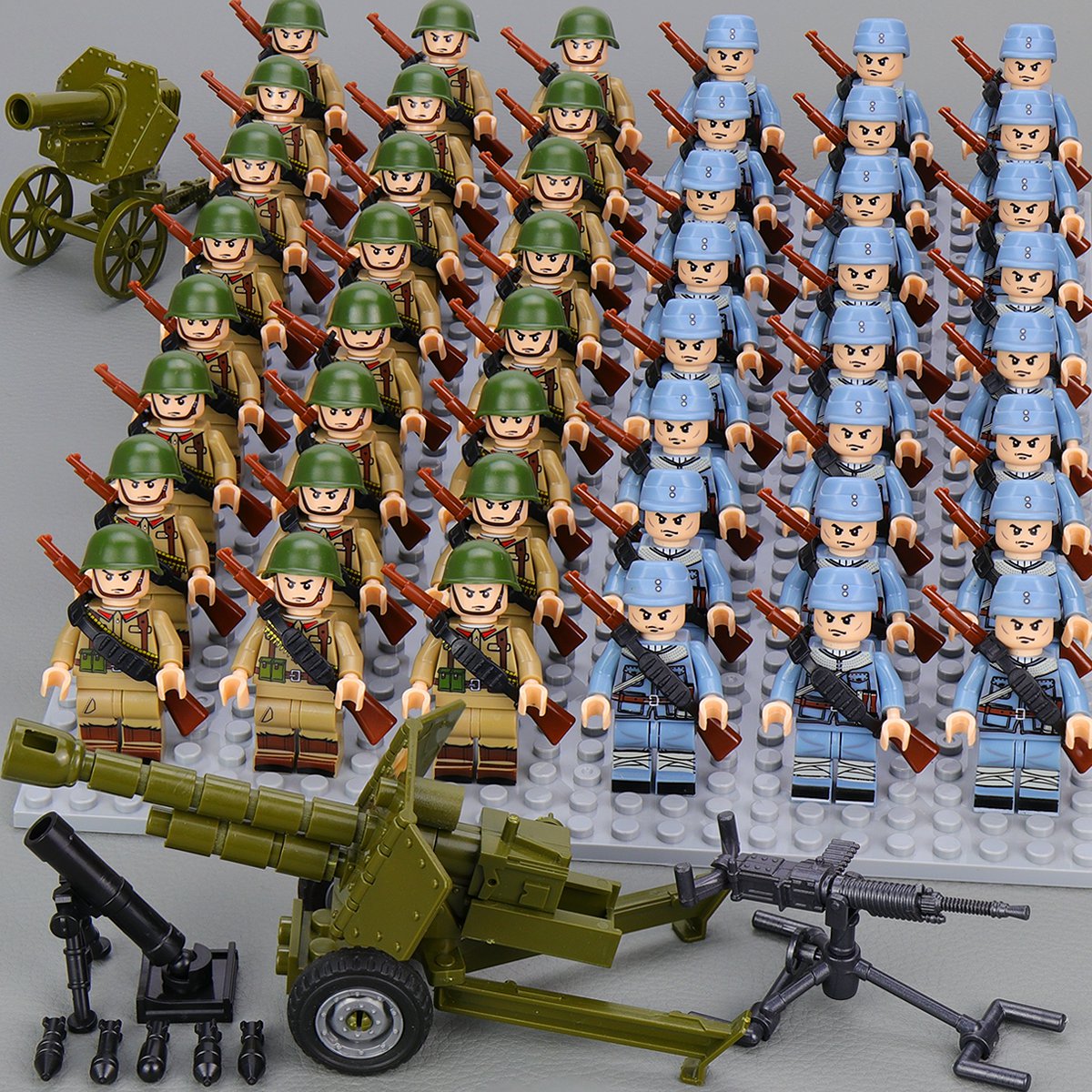 48pcs WW2 Chinese Red Army Kuomintang Soldiers Weapons Building Toys